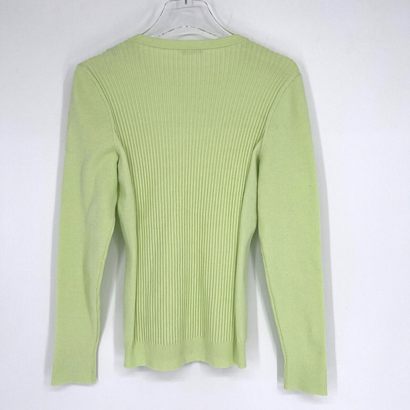 J Mclaughlin Sweater Womens M Green Ribbed Knit Easter Spring‎ Preppy Classic - Picture 2 of 7